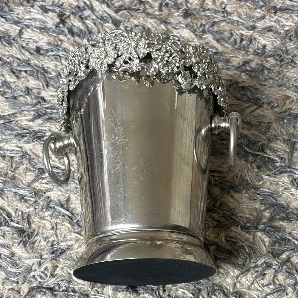 Crystal Champagne Bucket, Faux Fur Bottle Sleeve, 3 Candle Stands & Snuffer Set